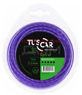 Леска для триммера TUSCAR Spiral Professional 2,4мм*12м
