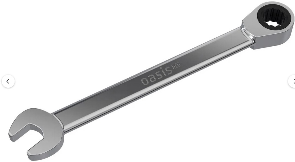Ключ комбинированный гаечный Oasis Pro 15 мм с трещоткой (глянцевый хром) Ключ комбинированный гаечный Oasis Pro 15 мм с трещоткой (глянцевый хром)