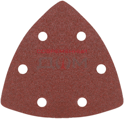Треугольник шлифовальный PATRIOT на липучке, 80х80х80мм, Р100, 6 отверстий, 5 шт