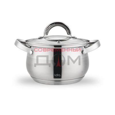 Кастрюля LARA LR02-460 серия СИМФОНИЯ (нерж) 16x10,5см 2.1л, 5-ти сл.индукционное капс.дно, все типы