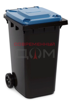 Бак для мусора 240л, на колесах, серо-синий /М5938/ УЦЕНКА!!! разбита крышка