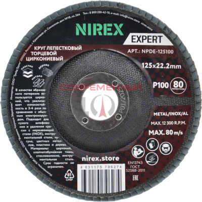 Диск лепестковый NIREX Expert 125*22.2 P100 NPDE-125100