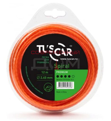 Леска для триммера TUSCAR Spiral Premium 2,4мм*12м