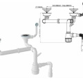 Сифон AV Engineering для кухни с круглым переливом, выпуск 3 1/2, с гибкой трубой 1 1/2" - 40/50мм