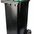 Бак для мусора 120л, на колесах, черно-зеленый /М4603/