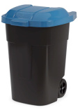 Бак для мусора 65л, на колесах, черно-синий /М4664/